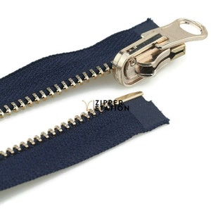 Reversible metal Open End #5 Zip - Silver Teeth Zippers for Coat and Jackets. Free Postage