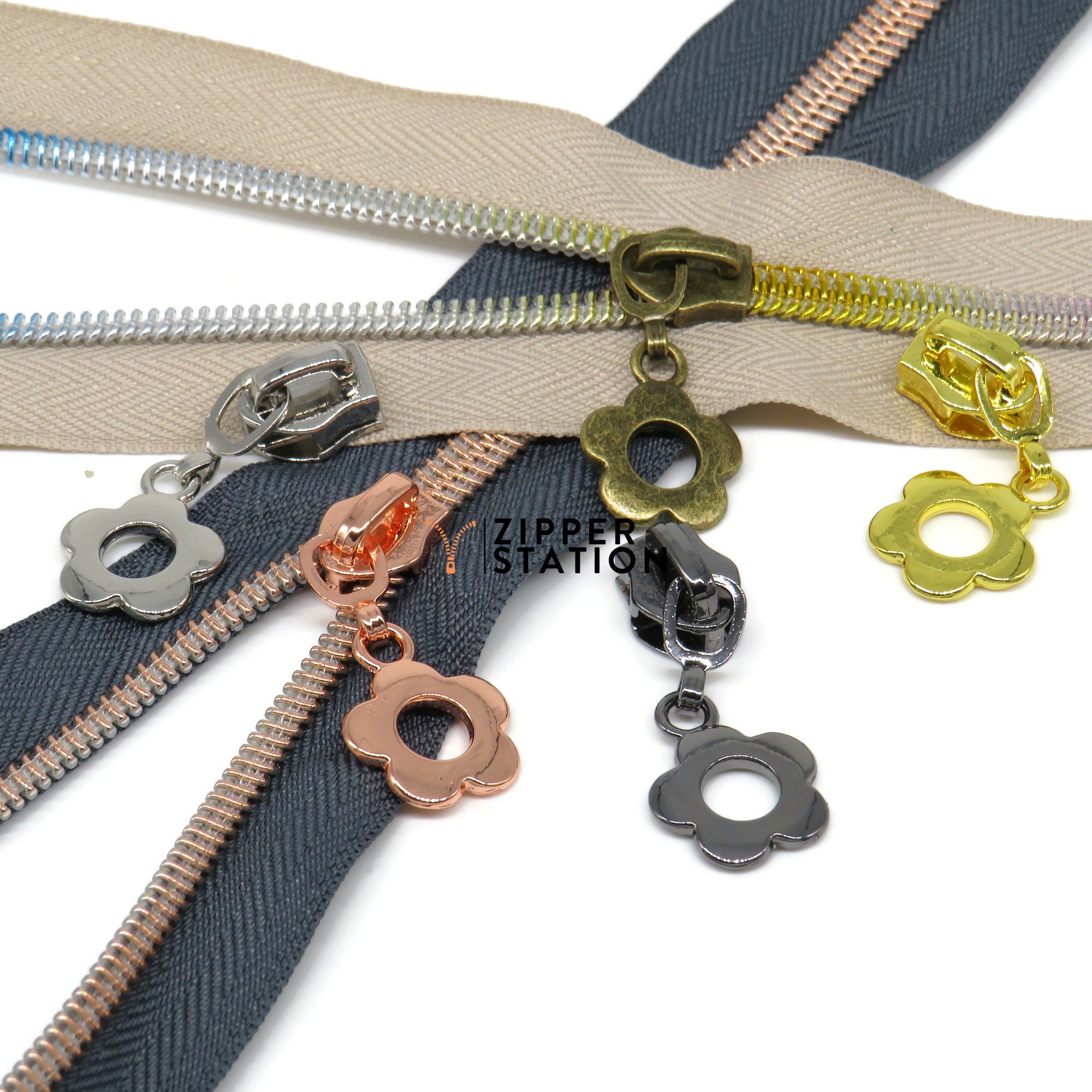 Decorative No3 Zip Slides for Nylon Coil Zipper, Pulls for