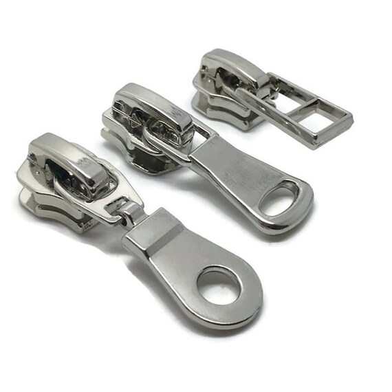 Black Silver fastenings for chunky plastic zip pulls Autolock No5 Zip slides