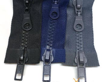 2 way Chunky Open Ended Zip Zippers Plastic Teeth - Black, Navy, Grey (CH2WAY)