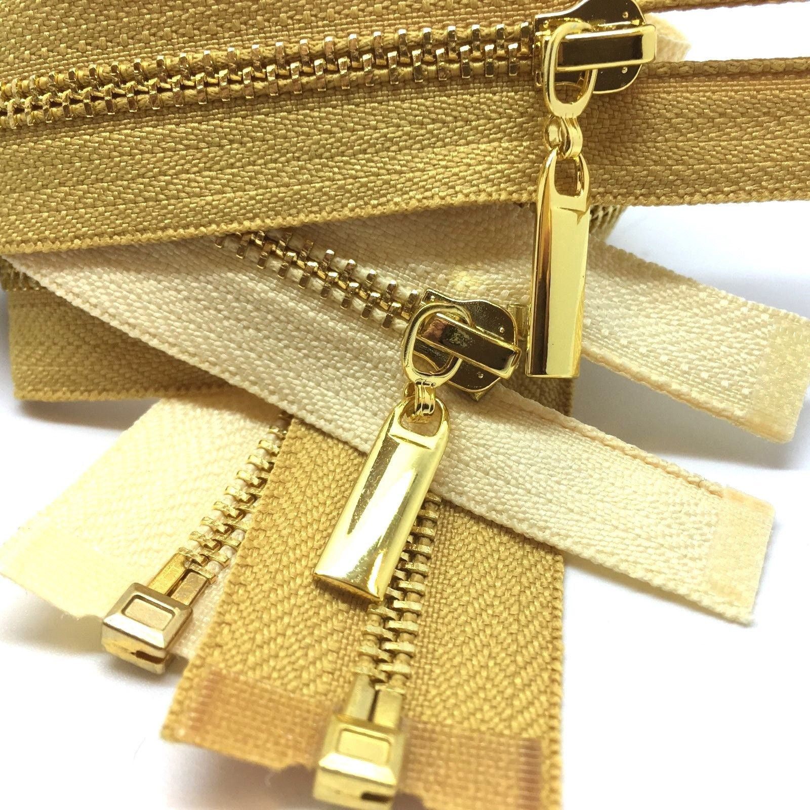 Zipper Clip, 4Pcs Zinc Alloy Dual Opening Zipper Clip Anti-theft(Ancient  Gold)