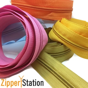 Continuous Zip Chain No 5 Weight - Upholstery N5 zipping - 1, 2 or 5 meter lengths in 29 colours!!! 2 slides per meter ordered!