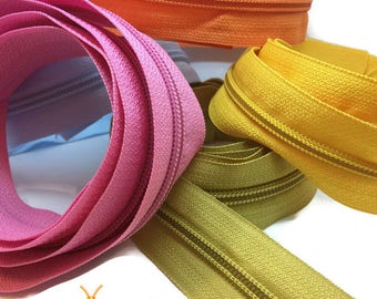 Continuous Zip Chain No 5 Weight - Upholstery N5 zipping - 1, 2 or 5 meter lengths in 29 colours!!! 2 slides per meter ordered!