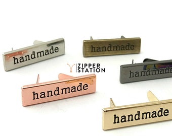 Metal "Handmade" Garment Labels Tags, Clothing Bags Hand Made Letter Tag