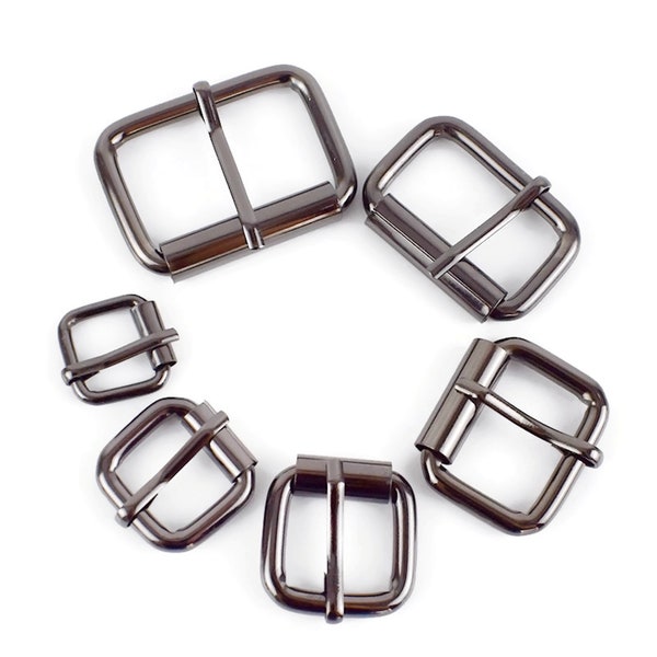 Gun Metal single roller buckles for strap and bag making hardware - 5 sizes 13mm to 38mm