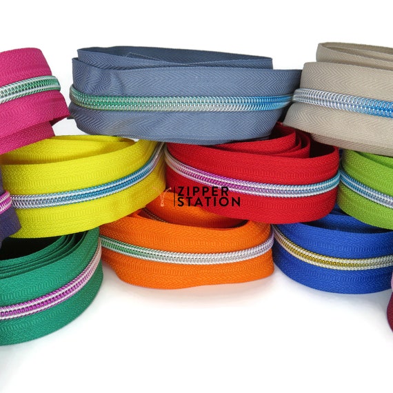 #5 Nylon Coil Zipper Green/Gold - PER QUARTER METRE #5 Nylon Coil Zipper Green/Gold - PER QUARTER METRE