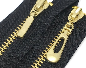 Brass Closed end Teeth Zips - No 3 Weight Golden Brass Metal Zipper (BR3CE)