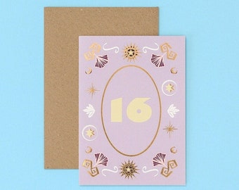 Milestone 16 |  Age Birthday Card | Number Birthday Card | Milestone Birthday