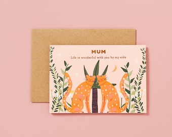 Mum life is wonderful with you by my side | Mum Card | Card For New Mums | Mother's Day Card