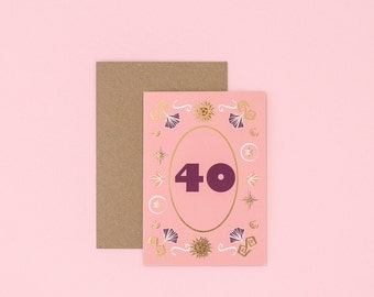 Milestone 40 |  Age Birthday Card | Number Birthday Card | Milestone Birthday