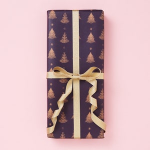 Tree Purple Christmas Gift Wrap / Seasonal Wrap /Holiday Gift Wrap Set image 1