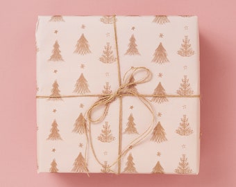 Tree  (Pink) - Christmas Gift Wrap / Seasonal Wrap /Holiday Gift Wrap Set