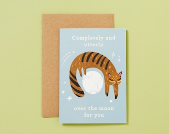 Over The Moon For You Card | Well Done Card | Engagement Card | Congratulations Card | New Job Card | Graduation Card | New Baby Card |