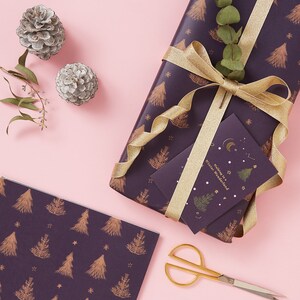 Tree Purple Christmas Gift Wrap / Seasonal Wrap /Holiday Gift Wrap Set image 2