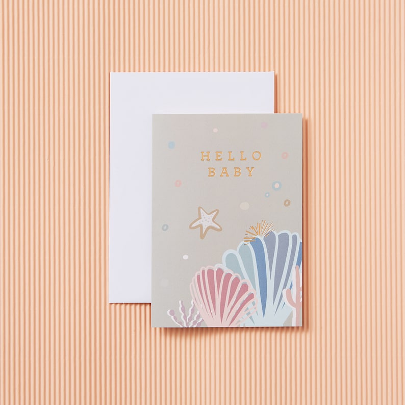 Hello Baby Card New Baby Card Birth of Baby Card Gender Neutral Card Newborn Card Congratulations Card image 1