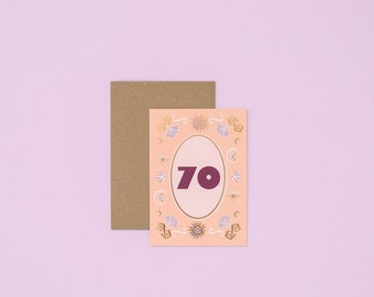 Mijlpaal 70 | Leeftijd verjaardagskaart | Nummer verjaardagskaart | Mijlpaal verjaardag