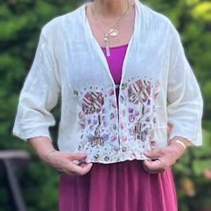 Upcycled Embroidery Jacket: Bohemian Sustainable Clothing, Vintage Turkish Shawl