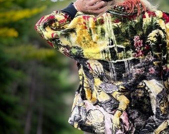 Upcycled Tapestry Jacket - Bohemian Vintage Wall Carpet Coat