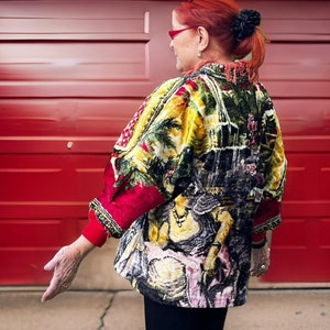 Upcycled Gobelin Jacke: Boho Handgemachter Vintage Wand Teppich Mantel