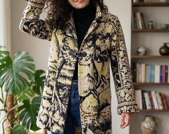Upcycled Vintage Tapestry Jacket | Woodland Deer Coat | One of a Kind Wearable Art