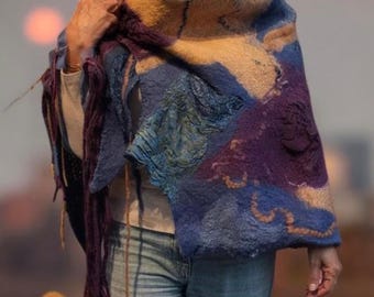 Chal de fieltro Nuno - Bufanda estilo patchwork