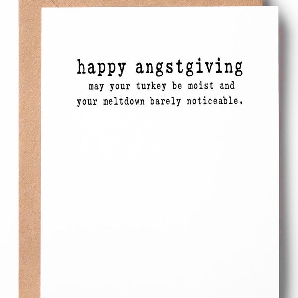 Funny Angstgiving Letterpress Thanksgiving Card