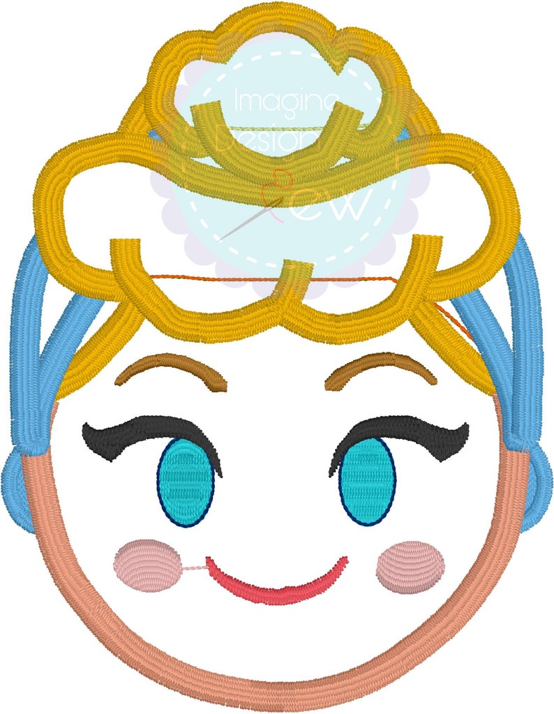 Blond Princess Emoji machine embroidery applique design | Etsy