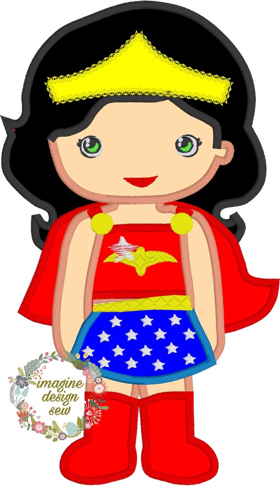 Super Hero Girl machine embroidery applique design Instant | Etsy