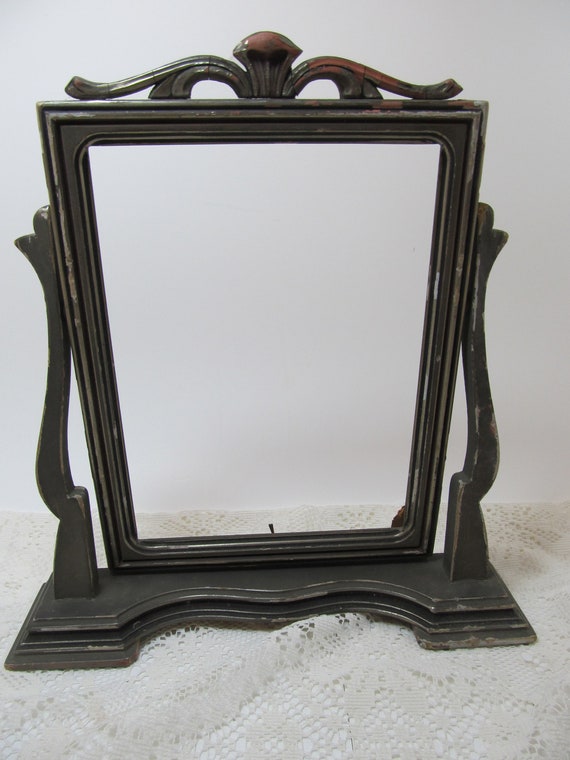 Art Deco Photograph Picture Frame On Stand Gray Vintage