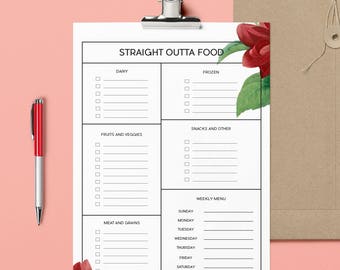 modern floral grocery list planner printable money etsy