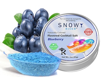 Snowy River Blueberry Aromatisiertes Cocktailsalz (1x3 Unzen Dose), Margarita Salz, Cocktailaroma, Aromatisierter Cocktail Rimmer, Aromatisiertes Salz