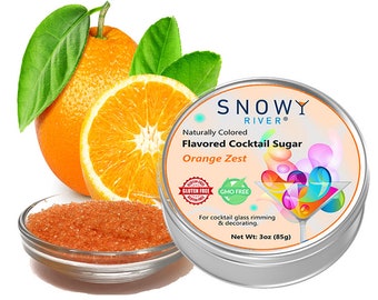Snowy River Orange Flavored Cocktail Sugar (1x3oz tin), Flavored Cocktail Rimmer, Flavored Sugars, Flavored Rimmers, Cocktail Garnish