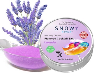 Snowy River Lavendel Cocktailsalz (1x3 Unzen Dose), Margarita-Salz, aromatisierter Cocktailtropfen, aromatisiertes Lavendelsalz