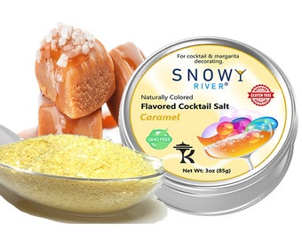 Snowy River Caramel Aromatisiertes Cocktailsalz (1x3 Unzen Dose), Margarita-Salz, Cocktailaroma, Aromatisierter Cocktail-Rimmer, Aromatisiertes Salz