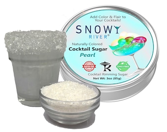 Snowy River All Natural Pearl Cocktail Sugar (1x3oz with Rimming Tin) - rimming sugar for drinks, beverage rimmer, margarita, colored sugar