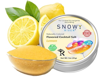 Snowy River Lemon Aromatisiertes Cocktailsalz (1x3 Unzen Dose), Margarita Salz, Cocktailaroma, Aromatisierter Cocktail Rimmer, Aromatisiertes Salz
