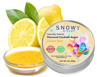 Snowy River Lemon Flavored Cocktail Sugar (1x3oz tin), Flavored Cocktail Rimmer, Flavored Sugars, Flavored Rimmers, Cocktail Garnish