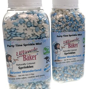 Ultimate Baker Winter Wonderland Sprinkle Mix (1x6oz Gift Bottle) - Vegan, Naturally Colored Sprinkles for Cakes, Cookies and Desserts