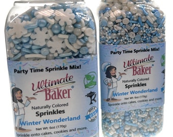 Ultimate Baker Winter Wonderland Sprinkle Mix (1x6oz Gift Bottle) - Vegan, Naturally Colored Sprinkles for Cakes, Cookies and Desserts