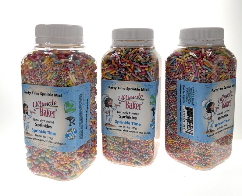 Ultimate Baker Sprinkle Time Mix 1x6oz Gift Bottle Vegan, Naturally Colored Sprinkles for Cakes, Cookies and Desserts image 3