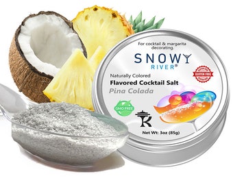 Snowy River Pina Colada Aromatisiertes Cocktailsalz (1x3oz Dose), Margaritasalz, Cocktailaroma, Aromatisierter Cocktail Rimmer, Aromatisiertes Salz