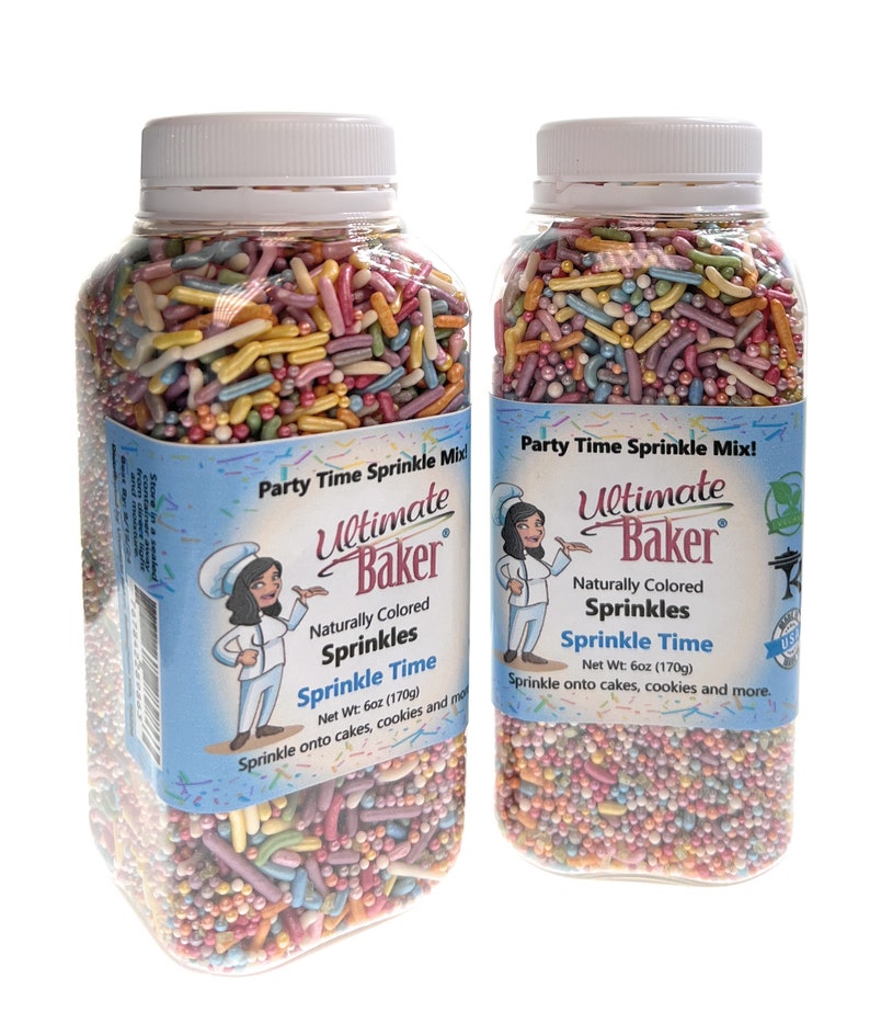 Ultimate Baker Sprinkle Time Mix 1x6oz Gift Bottle Vegan, Naturally Colored Sprinkles for Cakes, Cookies and Desserts image 1