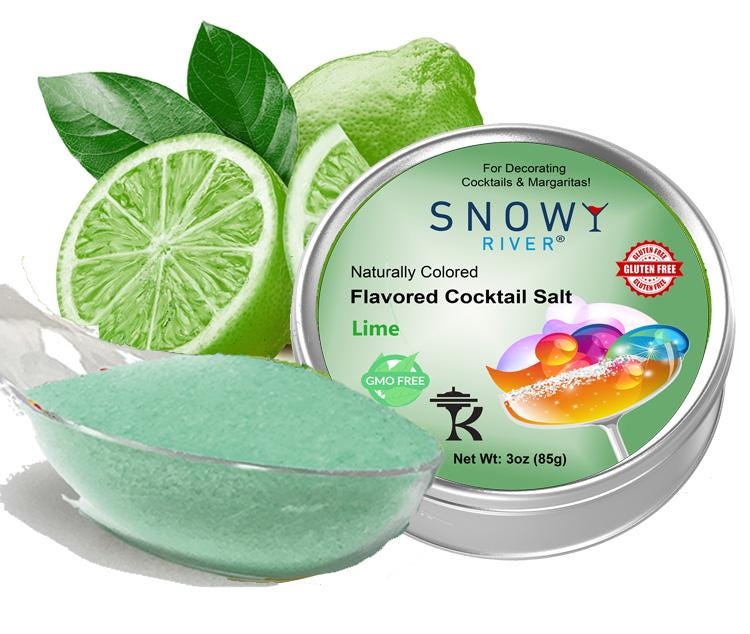 Snowy River Lime Flavored Cocktail Salt (1x3oz tin), Margarita Salt, Flavored Cocktail Rimmer, Flavored Lime Salt