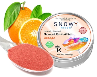 Snowy River Orange Aromatisiertes Cocktailsalz (1x3 Unzen Dose), Margarita Salz, Cocktailaroma, Aromatisierter Cocktail Rimmer, Aromatisiertes Salz