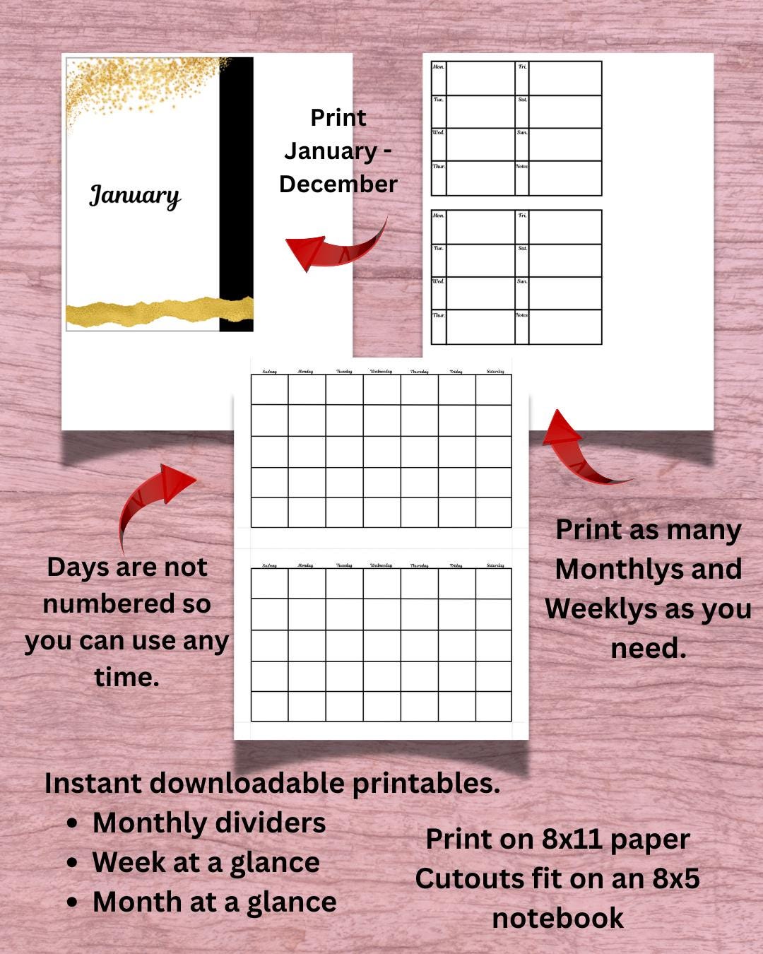 Turn Your Notebook Into a Planner With Weekly and Monthly Printable ...