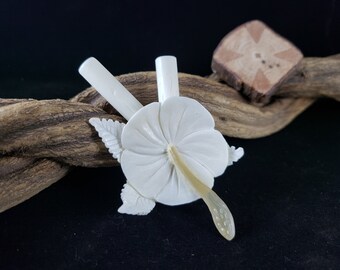 Hibiscus Flower Kuripe - Hand Carved Bone