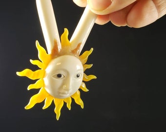 Double Faced Sun Kuripe - Hand Carved Horn