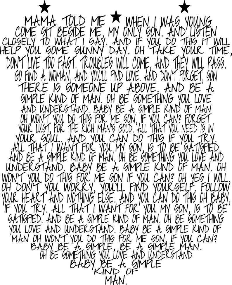 Simple Man Lyrics SVG in Police Badge Shape Etsy