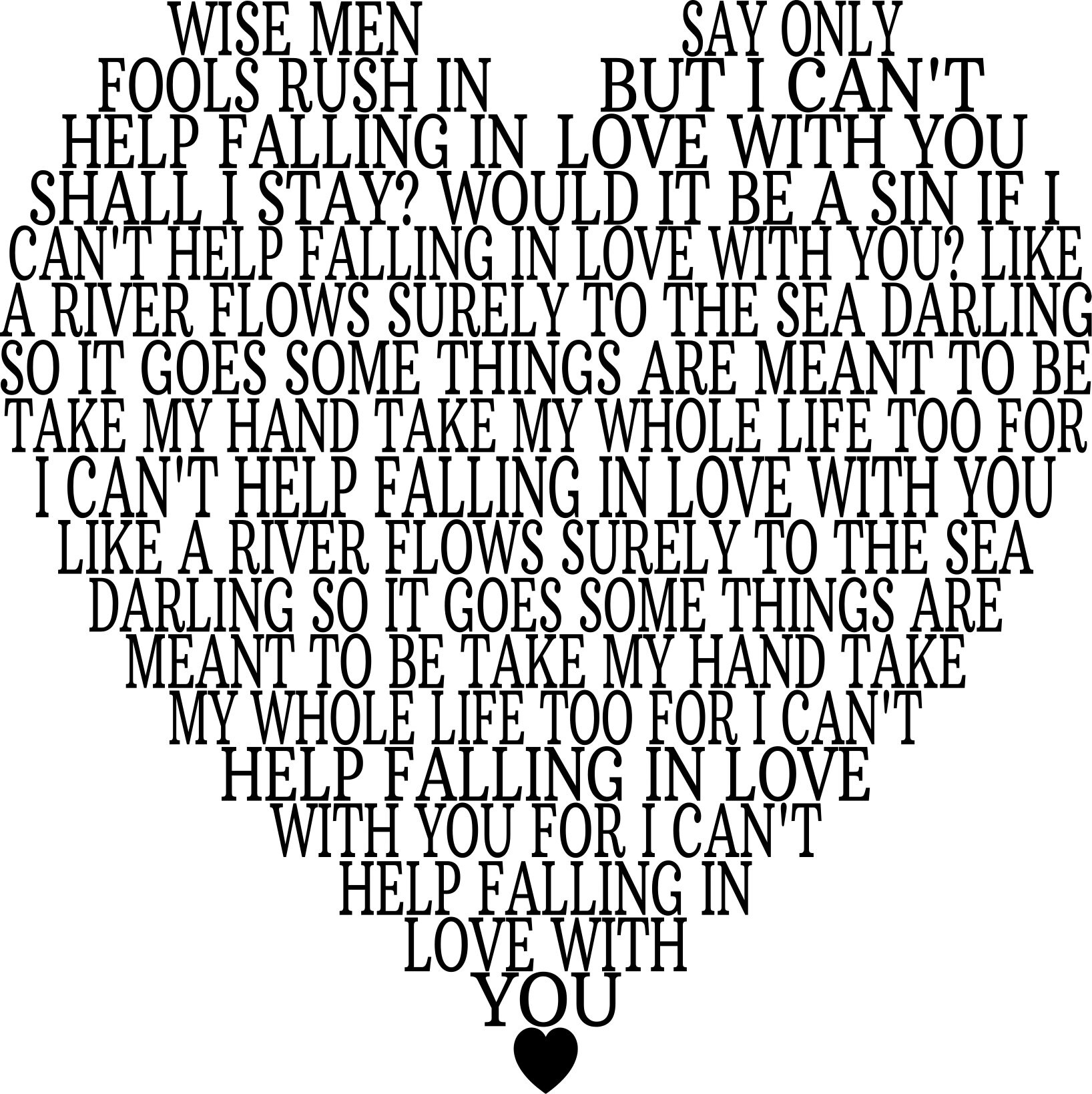 Can't Help Falling In Love With You SVG Etsy