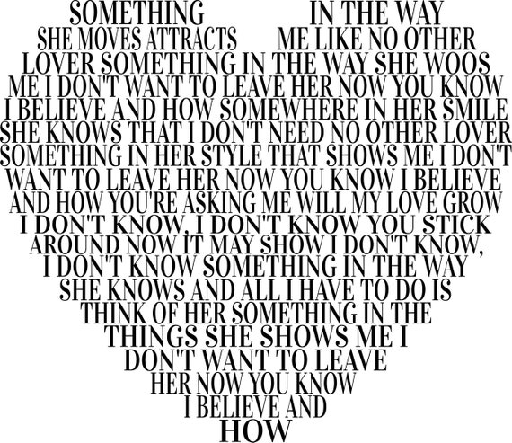 Something Lyrics SVG Heart Shape | Etsy